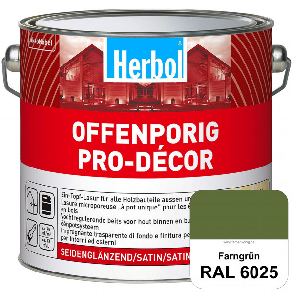 Herbol Offenporig Pro-Décor (RAL 6025 Farngrün) Hochwertige Ein-Topf-Holzlasur mit 2-Phasen-UV-Schut