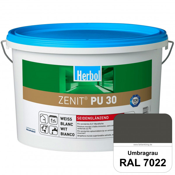 Zenit PU 30 (RAL 7022 Umbragrau) seidenglänzende und strapazierfähige PU-Wandfarbe