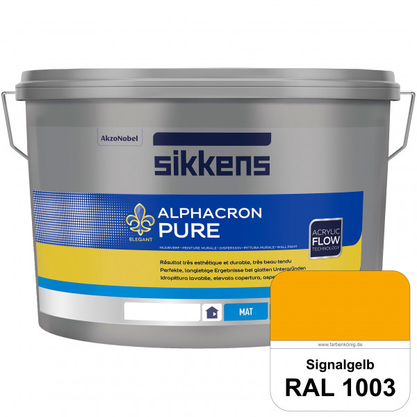 Alphacron Pure (RAL 1003 Signalgelb) Edelmatte & hochertige Premium Wandfarbe für glatte Untergründe