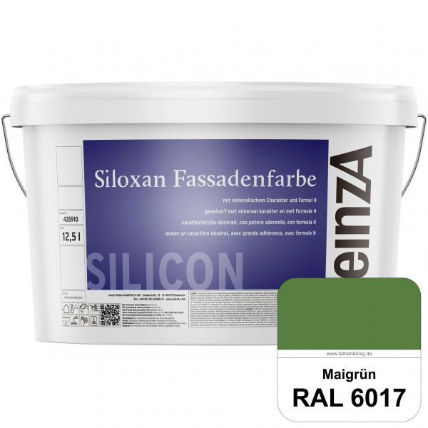einzA Siloxan Fassadenfarbe (RAL 6017 Maigrün) Siliconvergütete Fassadenfarbe