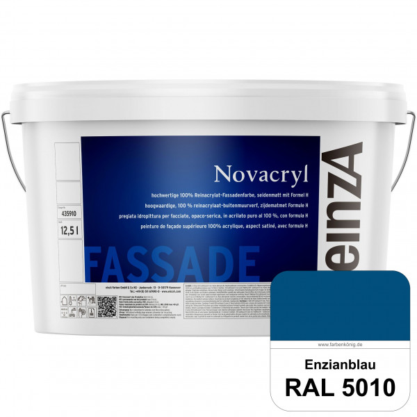 einzA Novacryl (RAL 5010 Enzianblau) Reinacrylat-Fassadenfarbe, seidenmatt