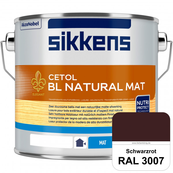 Cetol BL Natural Mat (RAL 3007 Schwarzrot) Matte, wasserverdünnnbare Dünnschichtlasur