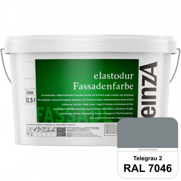 einzA elastodur Fassadenfarbe (RAL 7046 Telegrau 2) UV-vernetzendes & rissüberbrückendes Fassadenfar