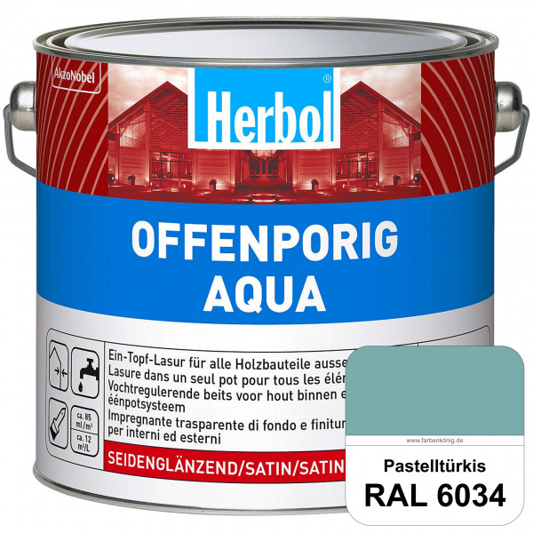 Offenporig Aqua (RAL 6034 Pastelltürkis) Wasserverdünnbar & hochwertige Ein-Topf-Holzlasur - Feuchte