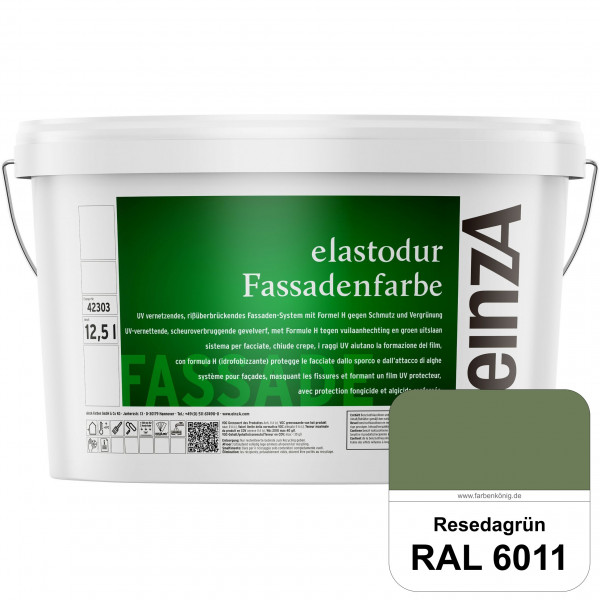 einzA elastodur Fassadenfarbe (RAL 6011 Resedagrün) UV-vernetzendes & rissüberbrückendes Fassadenfar