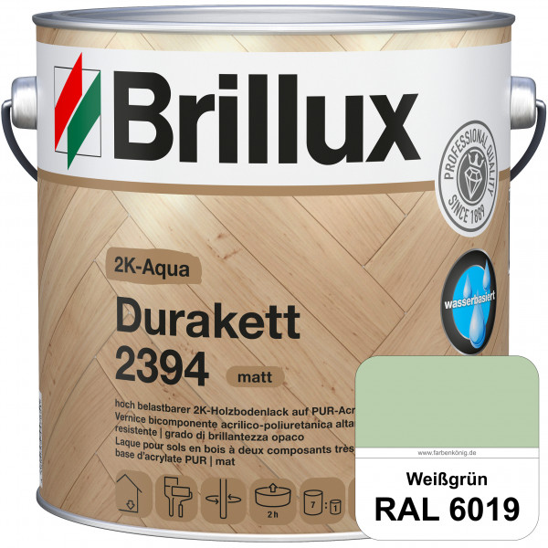 2K-Aqua Durakett 2394 (RAL 6019 Weißgrün) Wasserbasierter 2K-Versiegelung für Parkettfußböden, Diele