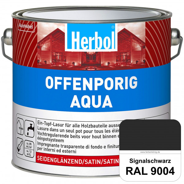 Offenporig Aqua (RAL 9004 Signalschwarz) Wasserverdünnbar & hochwertige Ein-Topf-Holzlasur - Feuchte