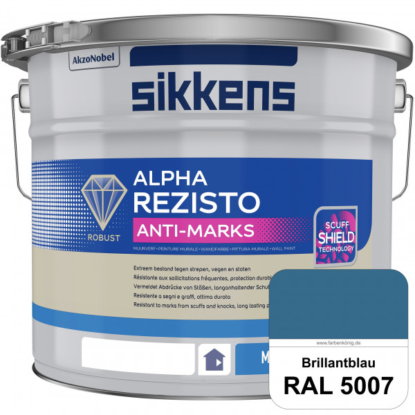 Alpha Rezisto Anti-Marks (RAL 5007 Brillantblau) Extrem widerstandsfähige Innenwandfarbe