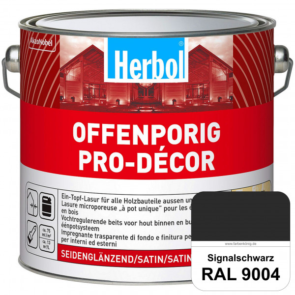 Herbol Offenporig Pro-Décor (RAL 9004 Signalschwarz) Hochwertige Ein-Topf-Holzlasur mit 2-Phasen-UV-