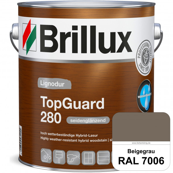 TopGuard 280 (RAL 7006 Beigegrau) wasserbasierte, wetterbeständige und seidenglänzende Hybridlasur (