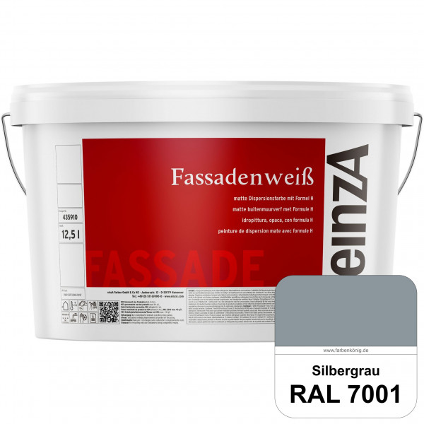 einzA Fassadenweiß (RAL 7001 Silbergrau) Sil-Fassadenfarbe gegen Schmutz & Vergrünung