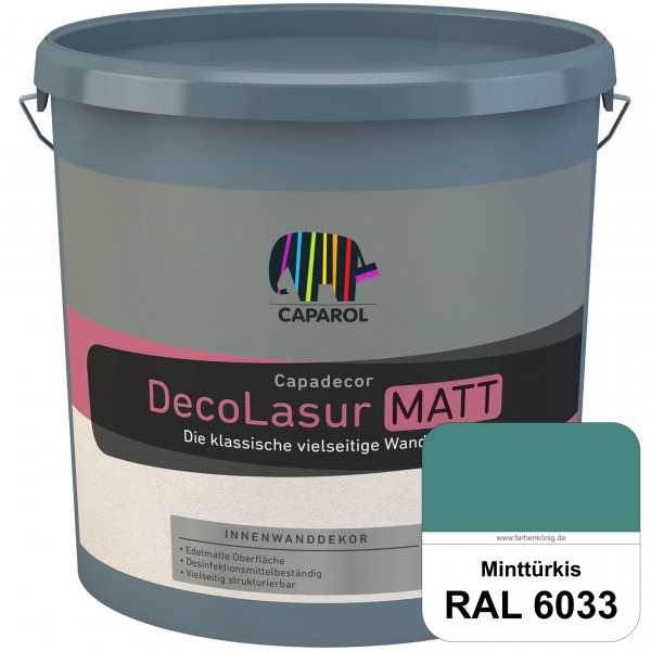 Capadecor DecoLasur Matt (RAL 6033 Minttürkis) Matte Lasurfarbe auf Dispersionsbasis (innen)