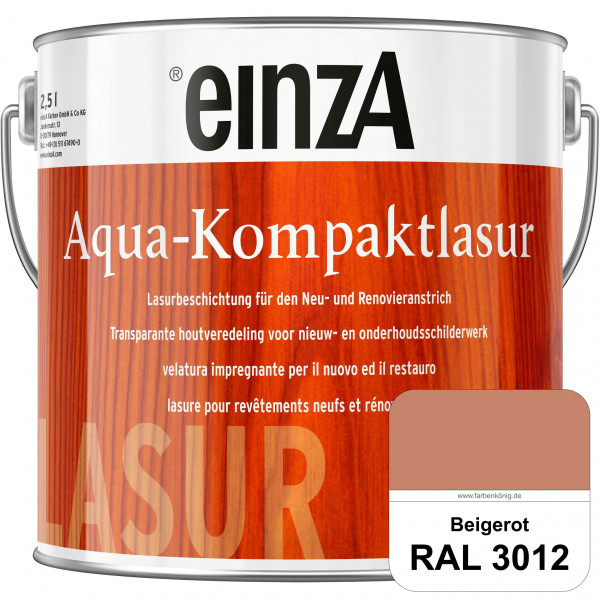 einzA Aqua-Kompaktlasur (RAL 3012 Beigerot) wasserverdünnbare & feuchtigkeitsregulierende Lasurbesch