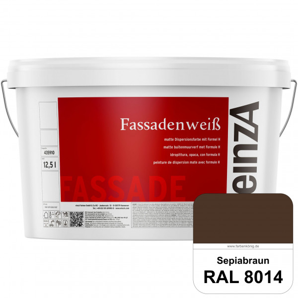 einzA Fassadenweiß (RAL 8014 Sepiabraun) Sil-Fassadenfarbe gegen Schmutz & Vergrünung