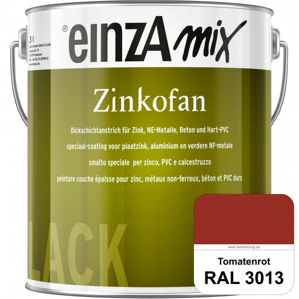 einzA Zinkofan (RAL 3013 Tomatenrot) Hoch wetterbeständiges "Dickschicht-1-Topf-System"
