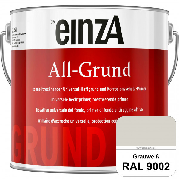 einzA All-Grund (RAL 9002 Grauweiß) Schnelltrocknender Haftgrund & Korrosionsschutz-Primer