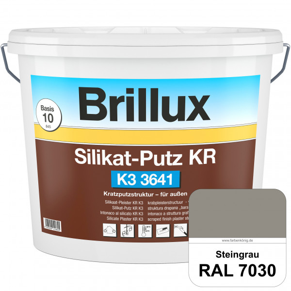 Silikat-Putz KR K3 3641 (RAL 7030 Steingrau) Dekorativer Kratzputz auf Silikatbasis