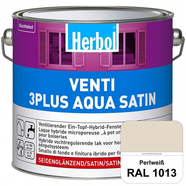 Venti 3Plus Aqua Satin (RAL 1013 Perlweiß) wasserbasierter & feuchtigkeitregulierender Ein-Topf-Fens
