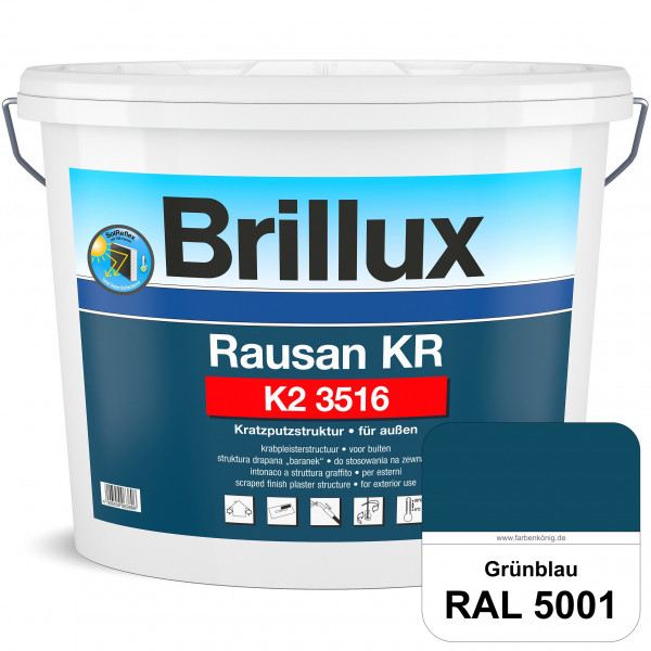 Rausan KR K2 3516 mit Protect (RAL 5001 Grünblau) Organisch gebundener Kratzputz für wetterbeständig