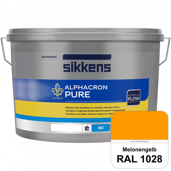 Alphacron Pure (RAL 1028 Melonengelb) Edelmatte & hochertige Premium Wandfarbe für glatte Untergründ