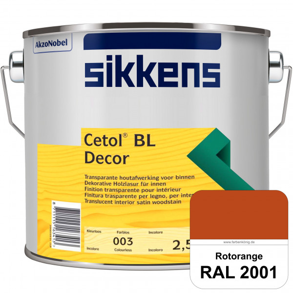 Cetol BL Decor (RAL 2001 Rotorange) wasserbasierte & seidenglänzende Dünnschichtlasur für innen