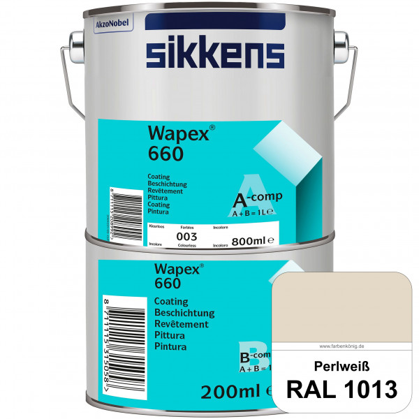 Wapex 660 Set (RAL 1013 Perlweiß) seidenglänzende 2K-Epoxidharzlack für Böden & Wände (innen)