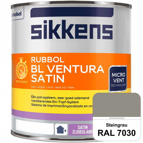 Rubbol BL Ventura Satin (RAL 7030 Steingrau) Seidenglanzlack (wasserbasiert) Fenster außen