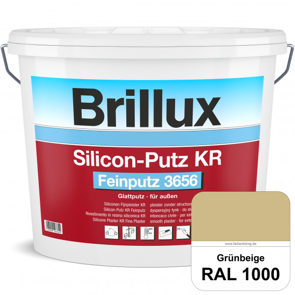 Silicon-Putz KR Feinputz 3656 (RAL 1000 Grünbeige) Glattputz , verarbeitungsfertig, perfekte Wasserd