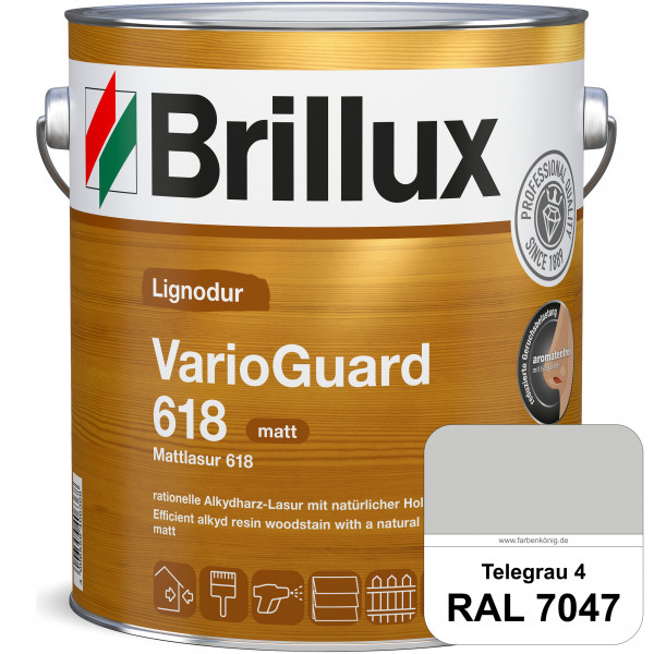 Mattlasur 618 (RAL 7047 Telegrau 4) matte & wetterbeständige Lasur (lösemittelhaltig) für Laub- und