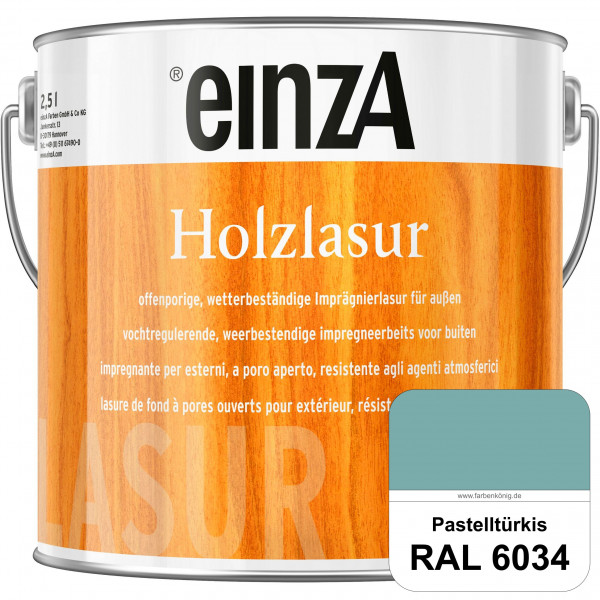 einzA Holzlasur (RAL 6034 Pastelltürkis) Offenporige Imprägnierlasur für Außen-Holzbauteile