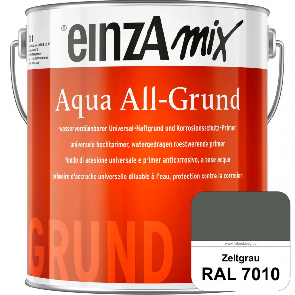 einzA Aqua All-Grund (RAL 7010 Zeltgrau) Wasserverdünnbarer Haftgrund & Korrosionsschutz-Primer
