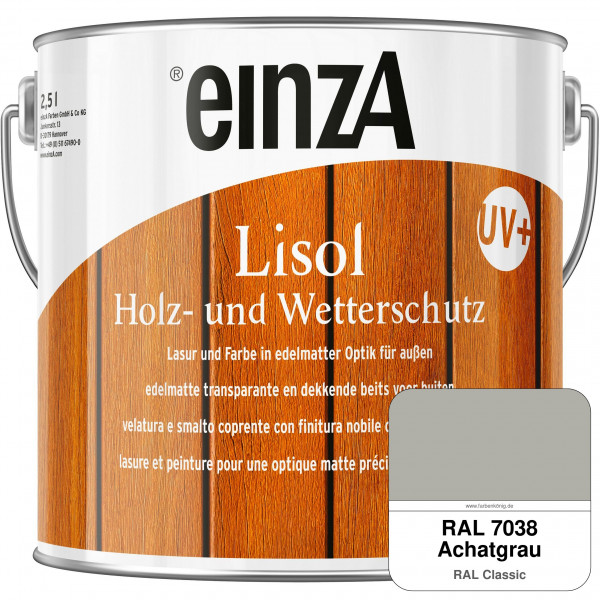 einzA Lisol Holz- und Wetterschutz Lasur und Farbe (RAL 7038 Achatgrau)