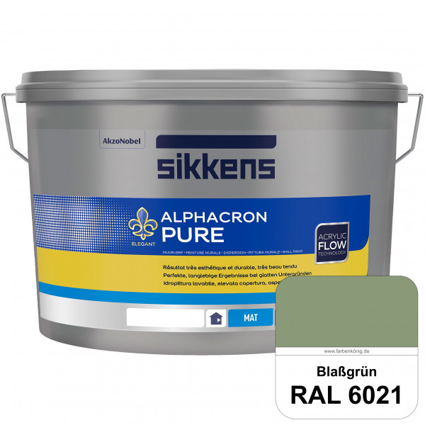 Alphacron Pure (RAL 6021 Blassgrün) Edelmatte & hochertige Premium Wandfarbe für glatte Untergründe.