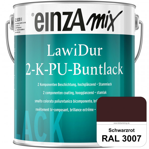 einzA LawiDur 2-K-PU-Buntlack - Hochglanz (RAL 3007 Schwarzrot)