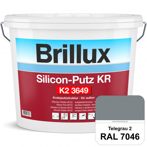 Silicon-Putz KR K2 3649 mit Protect (RAL 7046 Telegrau 2) Dekorputz auf Siliconharzbasis (außen)