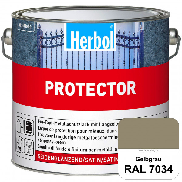 Protector (RAL 7034 Gelbgrau) Seidenglänzende Spezialbeschichtung für Eisen- und NE-Metalle (außen)