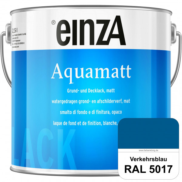 einzA Aquamatt (RAL 5017 Verkehrsblau) Wasserverdünnbare Vorstreichfarbe & matte Lackfarbe