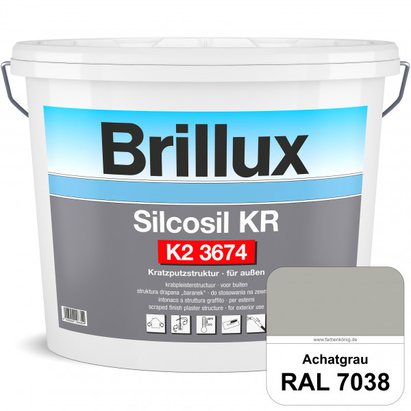 Silcosil KR K2 3674 (RAL 7038 Achatgrau) siliconverstärkter Dekorputz, Kratzputzstruktur, wetterbest