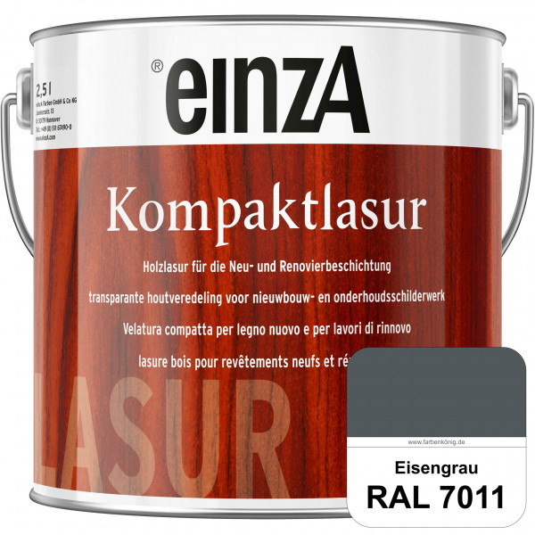 einzA Kompaktlasur (RAL 7011 Eisengrau) Lasuranstrich für den Neu- und Renovieranstrich