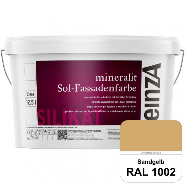 einzA mineralit Sol Fassadenfarbe (RAL 1002 Sandgelb) mineralische Fassadenfarbe mit Sol-Silikat Tec