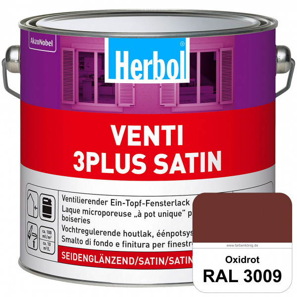 Venti 3Plus Satin (RAL 3009 Oxidrot) feuchtigkeitregulierender & seidenglänzender Ein-Topf-Fensterla