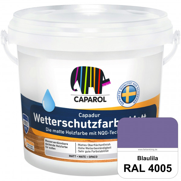 Capadur Wetterschutzfarbe Matt (RAL 4005 Blaulila) matte Holzfarbe mit NQG-Technologie für außen
