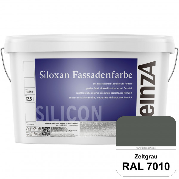einzA Siloxan Fassadenfarbe (RAL 7010 Zeltgrau) Siliconvergütete Fassadenfarbe