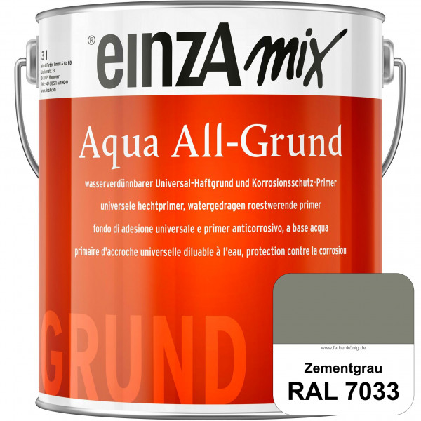einzA Aqua All-Grund (RAL 7033 Zementgrau) Wasserverdünnbarer Haftgrund & Korrosionsschutz-Primer