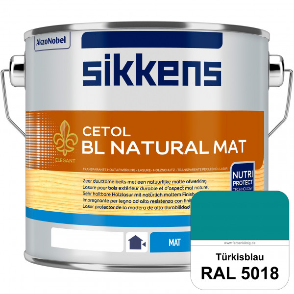 Cetol BL Natural Mat (RAL 5018 Türkisblau) Matte, wasserverdünnnbare Dünnschichtlasur