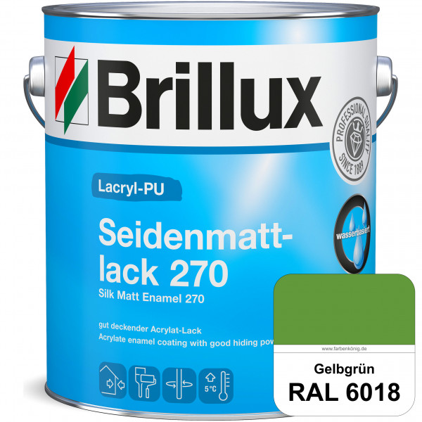 Lacryl-PU Seidenmattlack 270 (RAL 6018 Gelbgrün) PU-verstärkt (wasserbasiert) für außen und innen