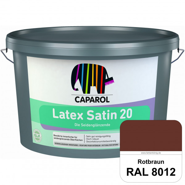 Latex Satin 20 (RAL 8012 Rotbraun) strapazierfähige seidenglänzende Latexfarbe (Innen)