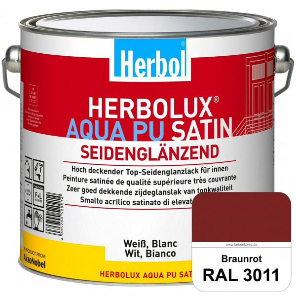 Herbolux Aqua PU Satin (RAL 3011 Braunrot) Wasserverdünnbarer Top-PU-Seidenglanzlack (Innen)