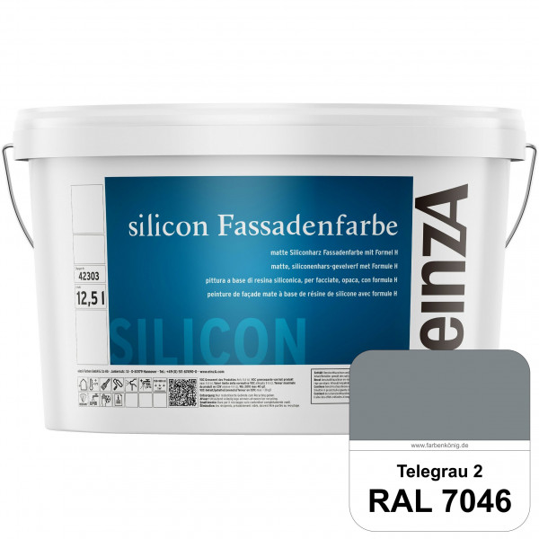 einzA silicon Fassadenfarbe (RAL 7046 Telegrau 2) Hochwertige Siliconharz-Fassadenfarbe