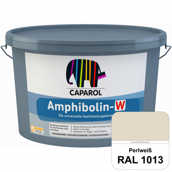 Amphibolin-W (RAL 1013 Perlweiß) Seidenmatte Reinacrylat-Fassadenfarbe mit Pilz- & Algenschutz